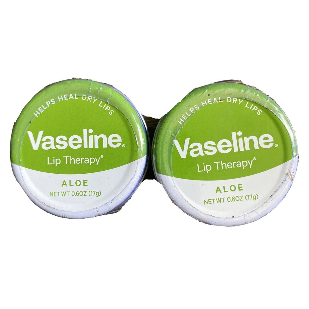 Vaseline Lip Therapy Aloe Lip Balm Tin 0.6 oz Helps Heal Dry Lips NEW Lot Of 2